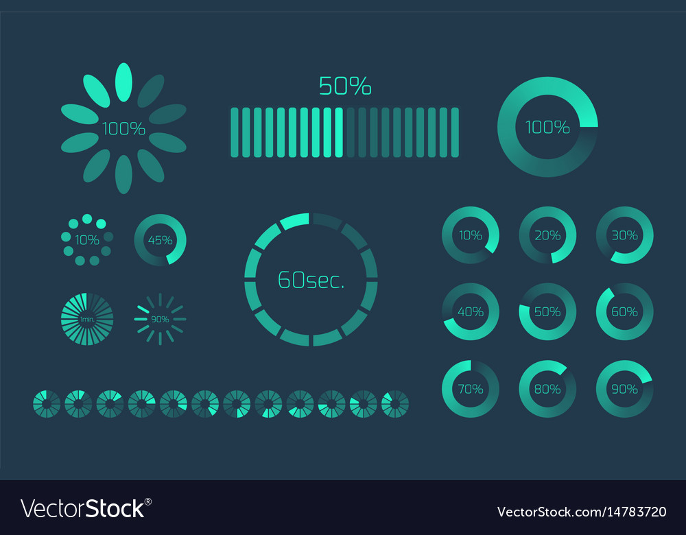 Futuristic progress loading bar set of indicators