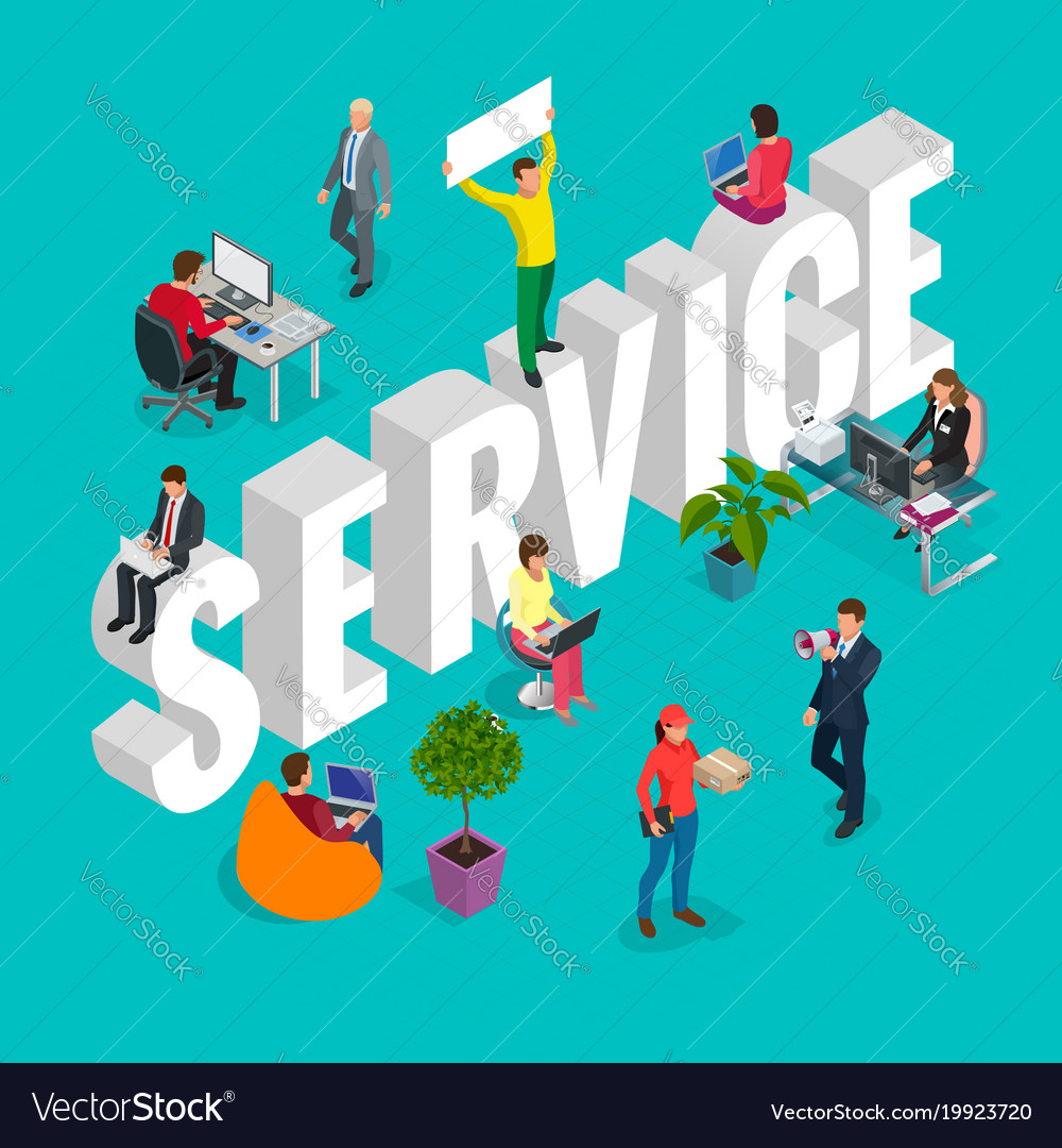 Isometric Customer Service Department Concept Vector Image