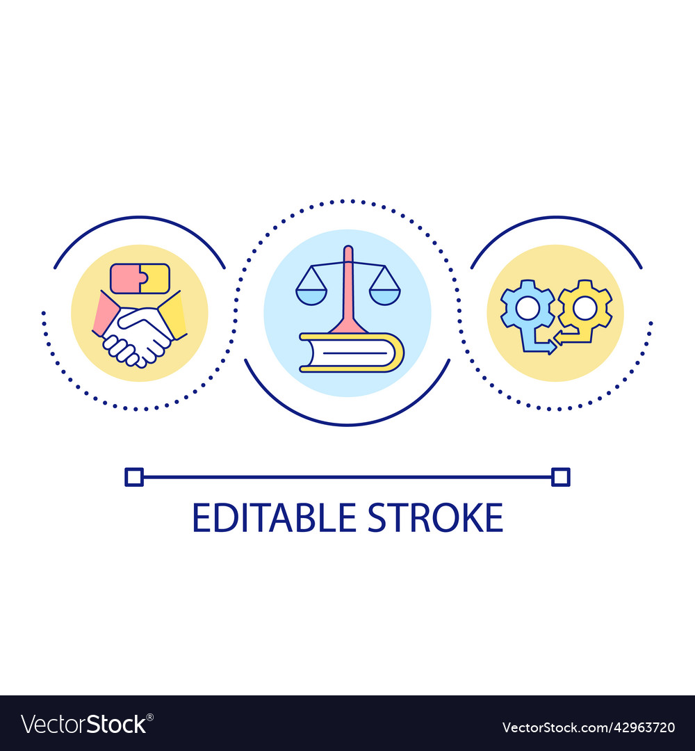 Legal cooperation loop concept icon Royalty Free Vector