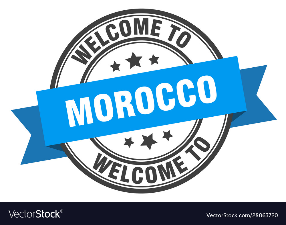 Morocco stamp welcome to blue sign