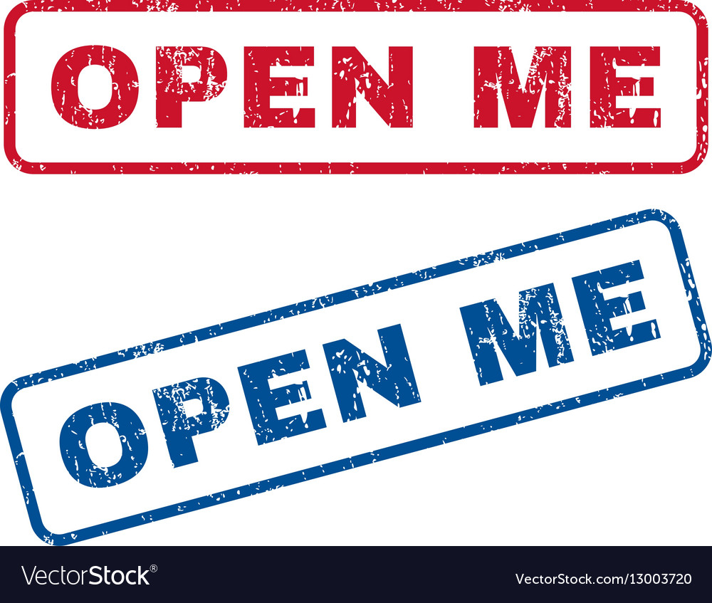 Open me rubber stamps Royalty Free Vector Image