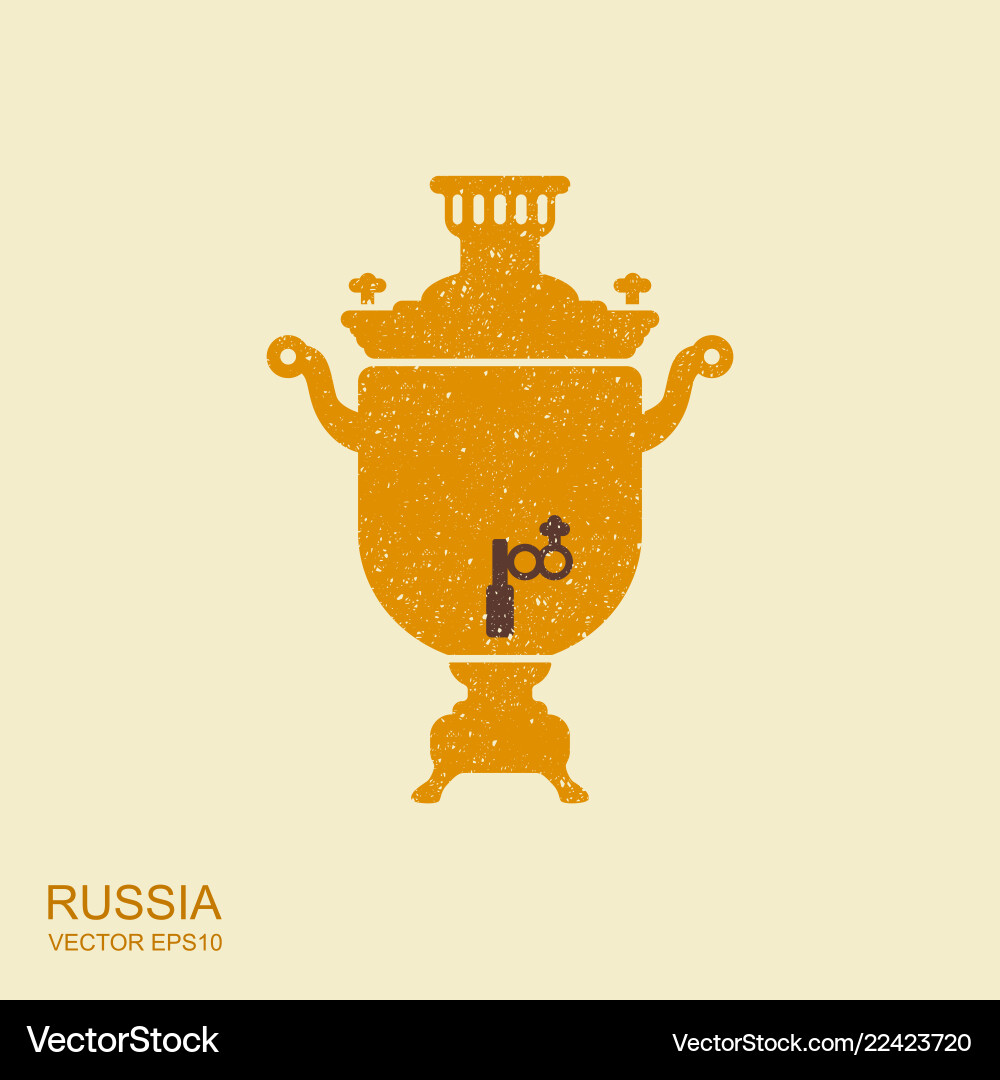 Samovar flat icon with scuffed effect Royalty Free Vector