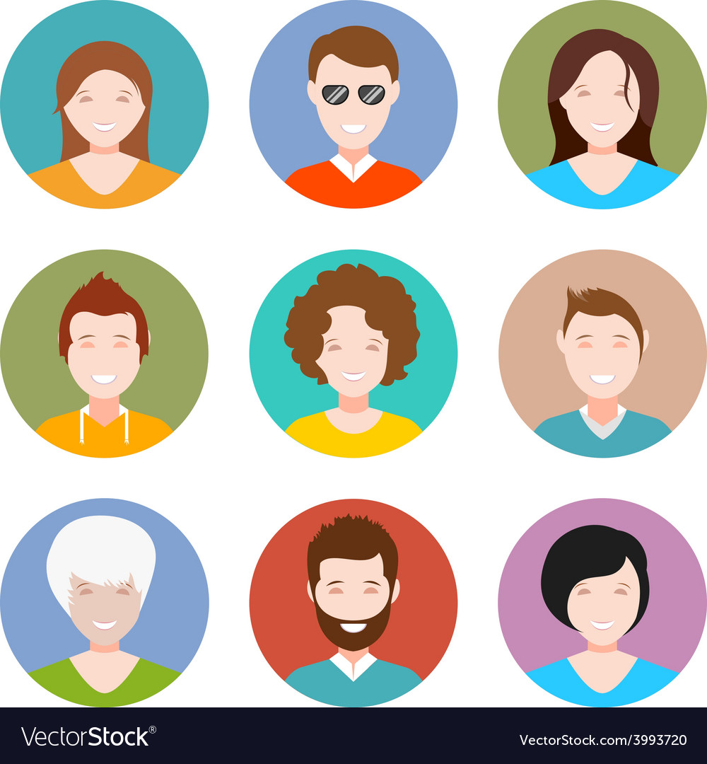 Set people avatar in style flat design Royalty Free Vector