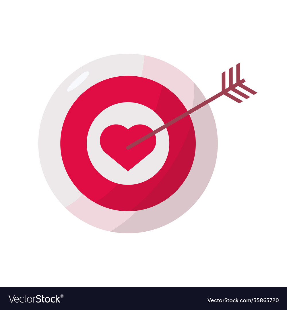 Target with heart love and arrow valentines day