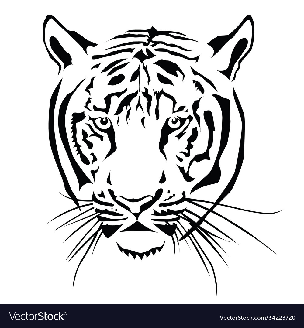 Tiger head silhouette Royalty Free Vector Image