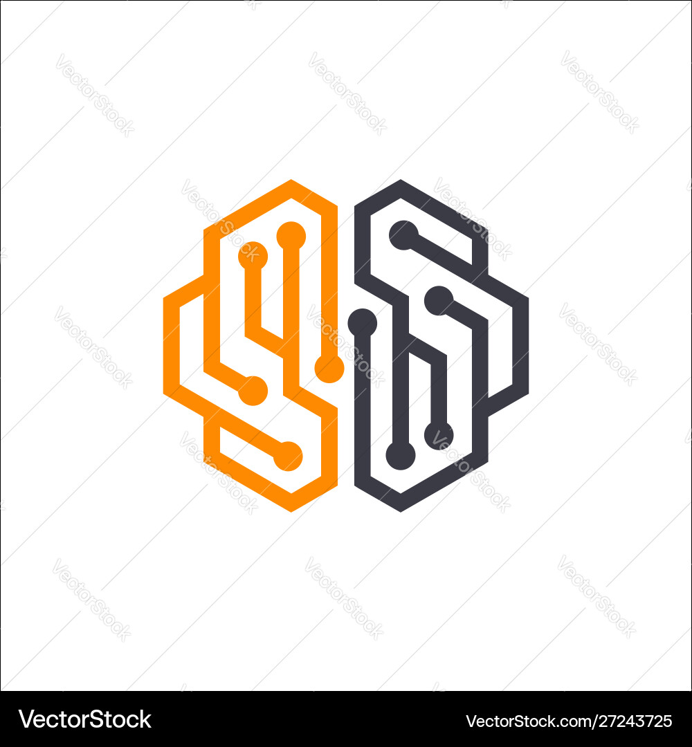 Brain tech logo design template Royalty Free Vector Image