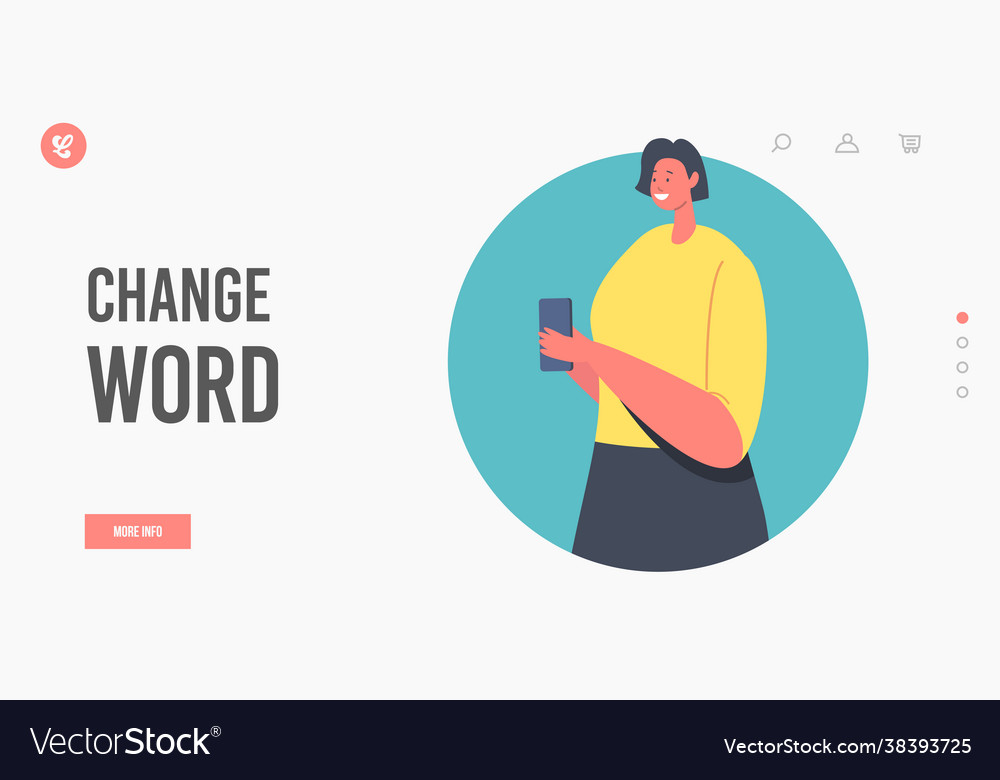 Change Word Landing Page Template Young Woman Vector Image