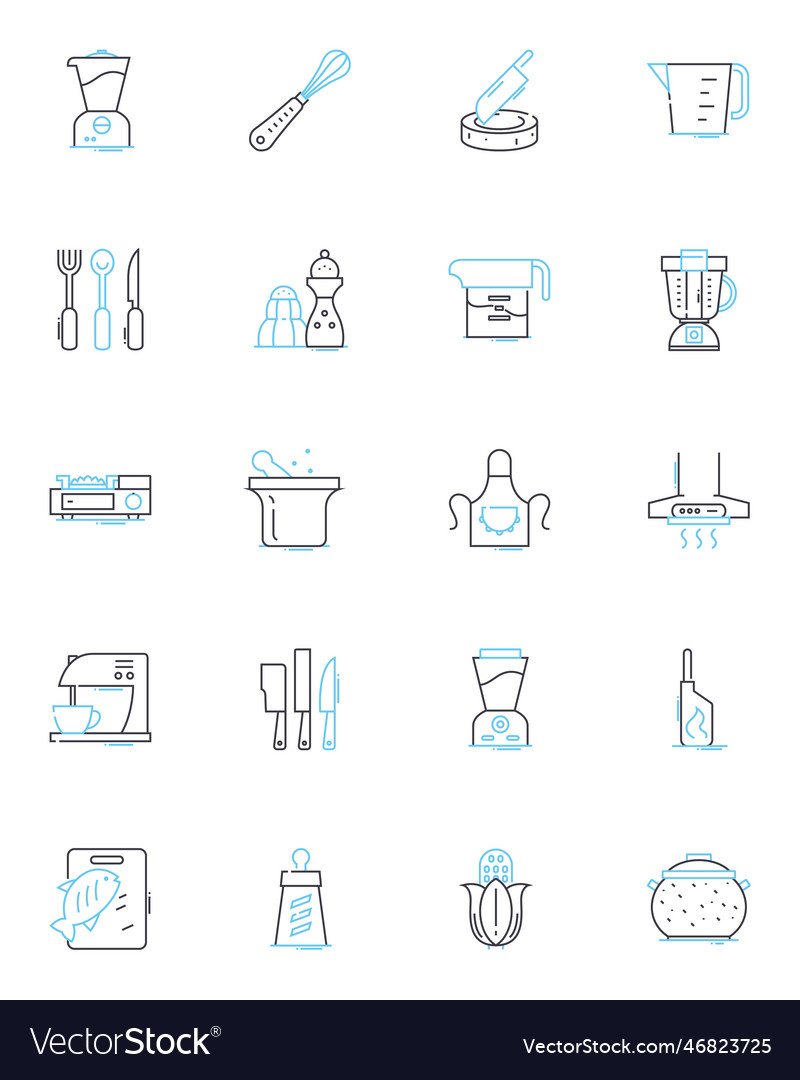 Kochen lineare Icons setzen geschmackvoll savory