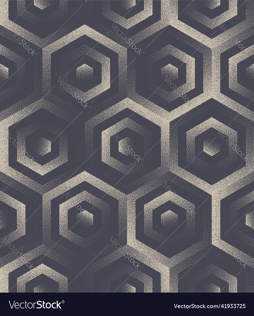 Hexagonal grid seamless pattern dotted art Vector Image