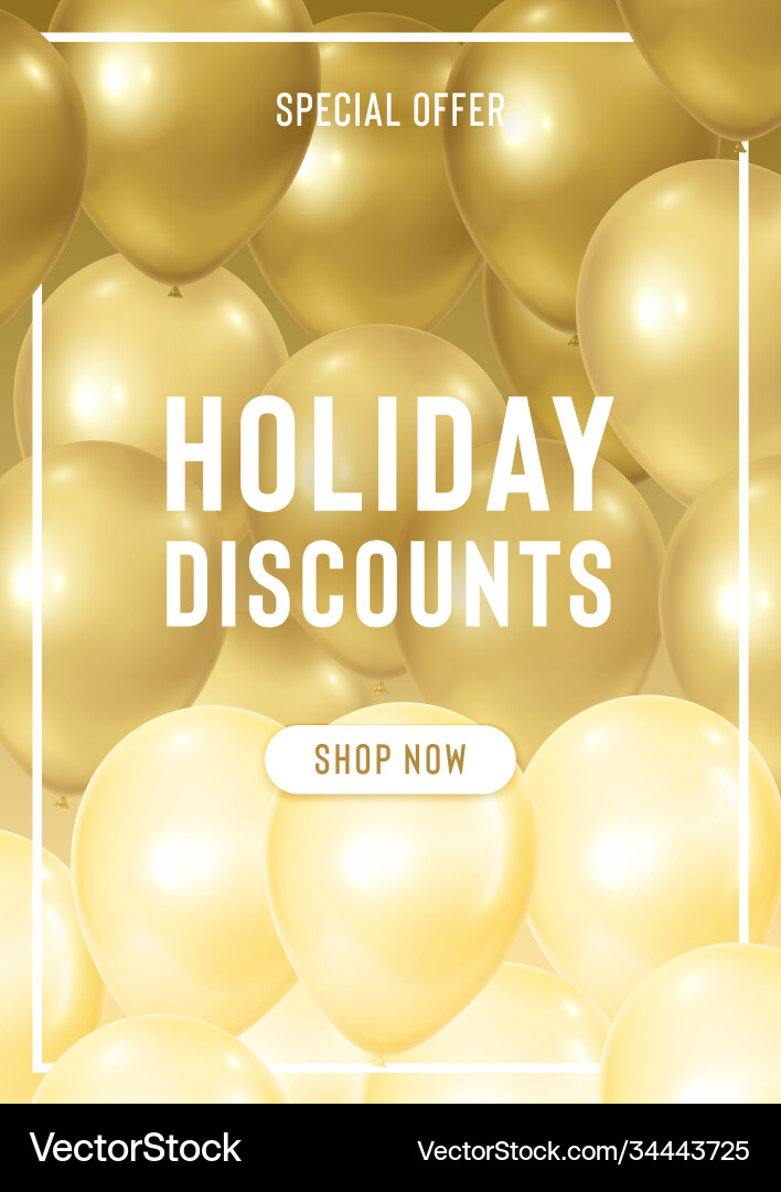 Holiday discounts banner with realistic Royalty Free Vector