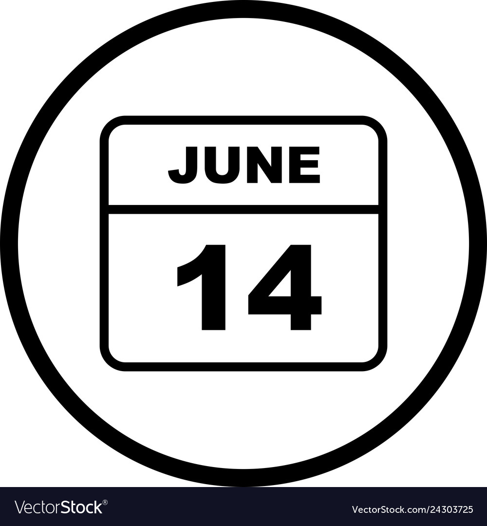 June 14th date on a single day calendar Royalty Free Vector