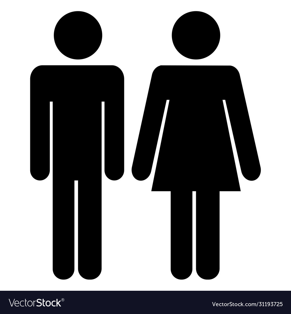 Man Woman Stick Figure Icon Black And White Vector Image | The Best ...