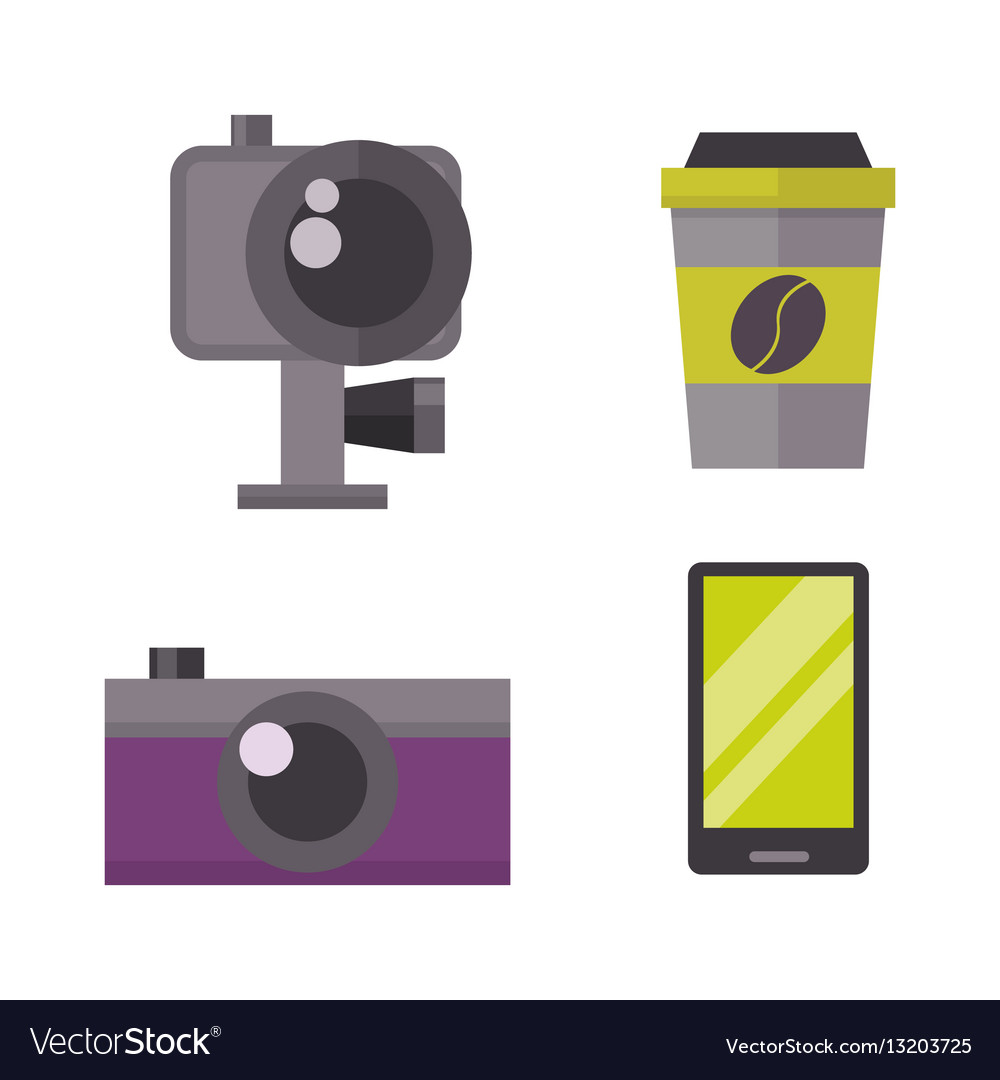 Retro photo camera and phone icon