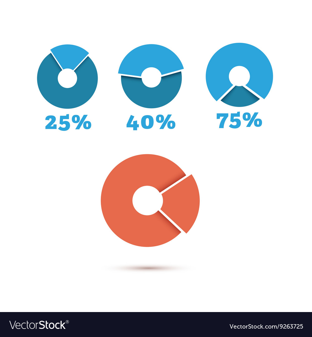 Set of blue circle diagram business chart elements