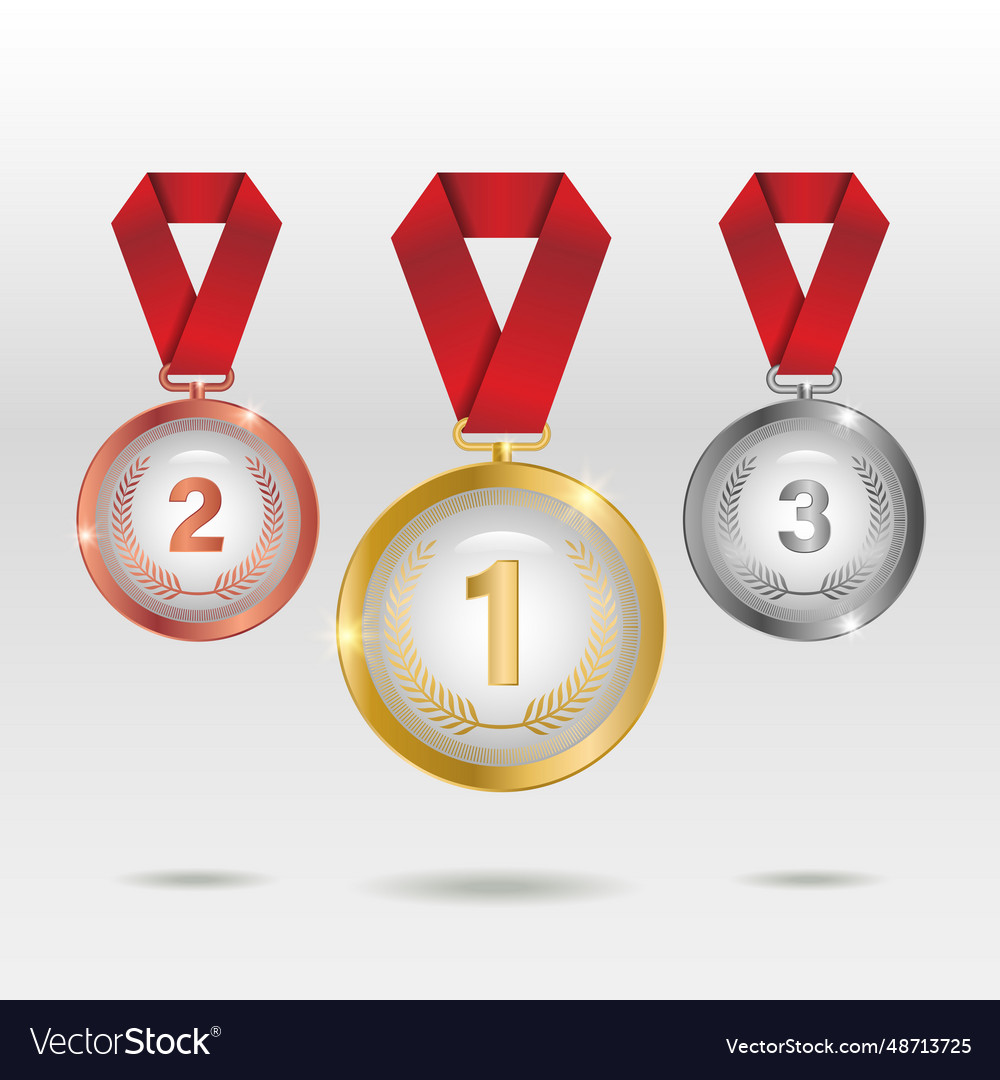 Set of gold silver and bronze medals Royalty Free Vector