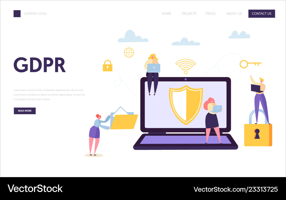 Web data internet security landing page digital Vector Image