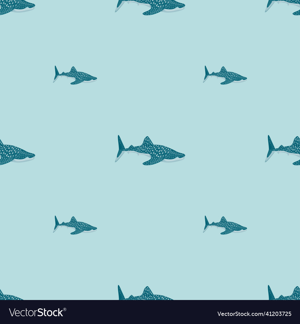 Whale shark seamless pattern in scandinavian