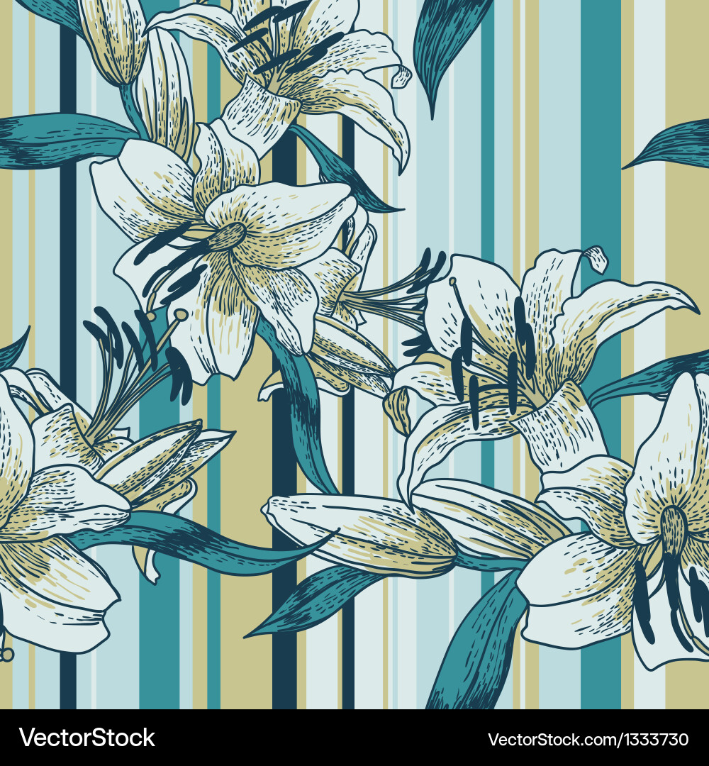 Beautiful seamless pattern with lilies Royalty Free Vector