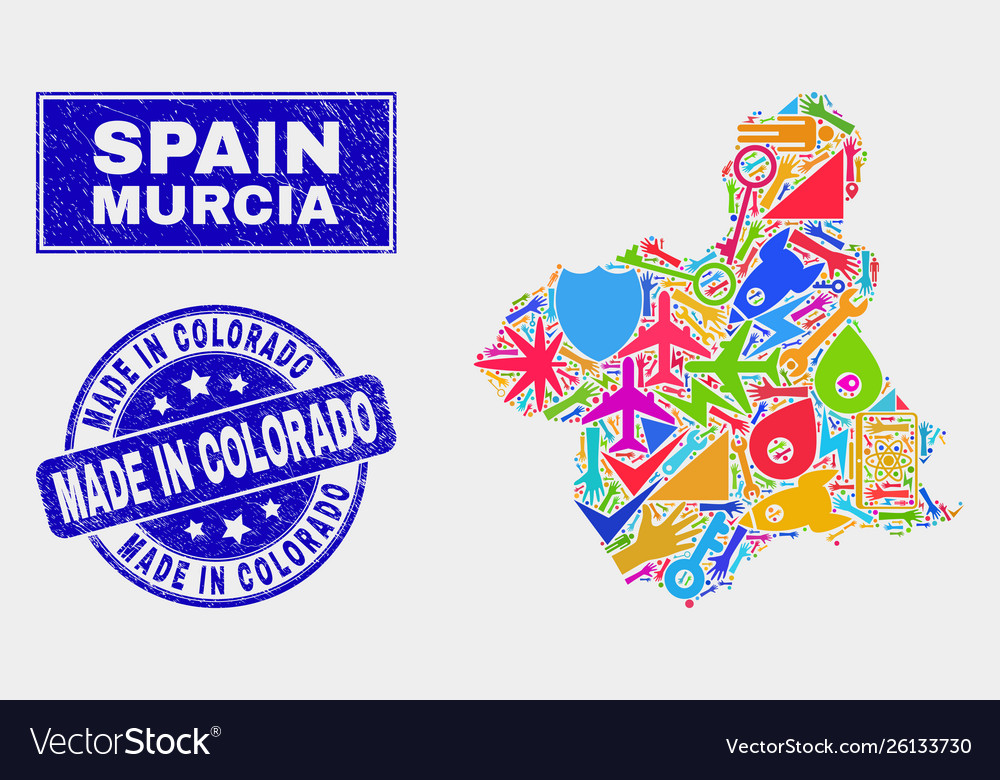 Collage service murcia province map and scratched