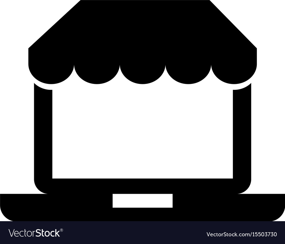 Computer laptop with parasol icon Royalty Free Vector Image