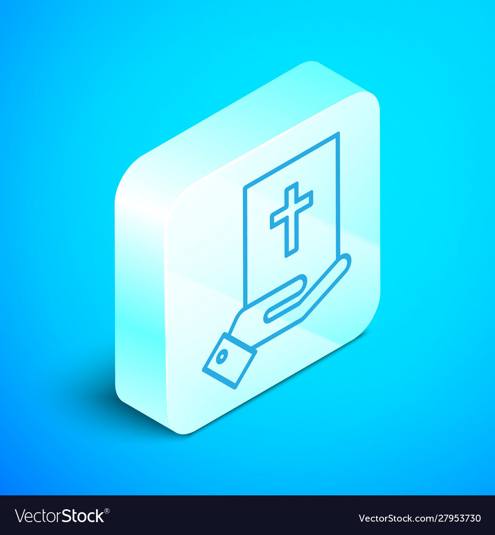 Isometric line oath on holy bible icon Royalty Free Vector