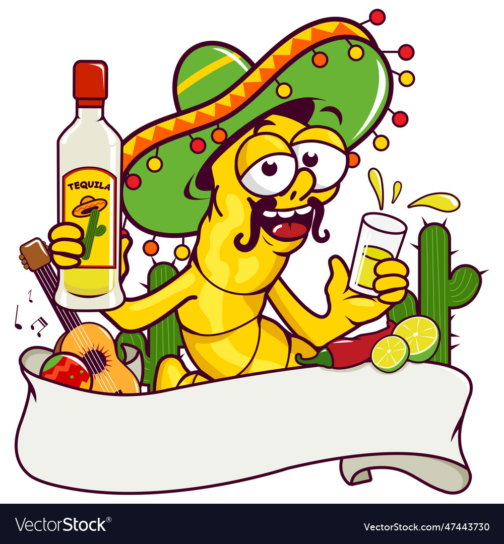 Mexican banner with tequila worm Royalty Free Vector Image