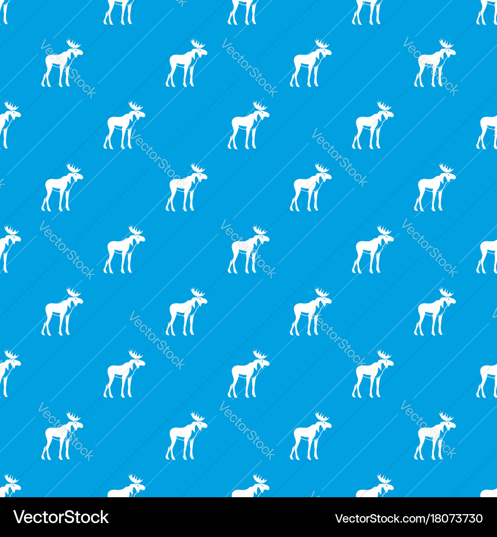 Moose pattern seamless blue Royalty Free Vector Image