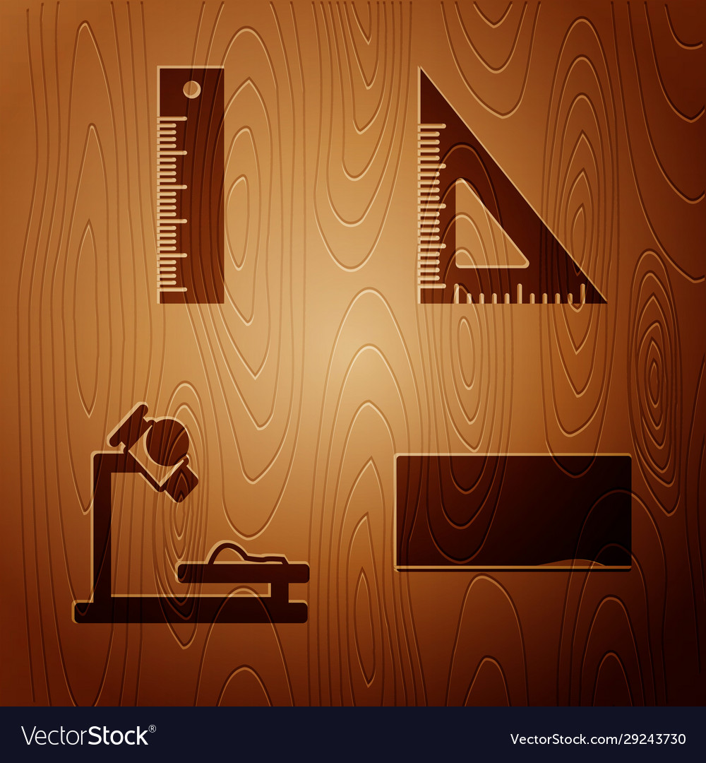 Set chalkboard ruler microscope and triangular