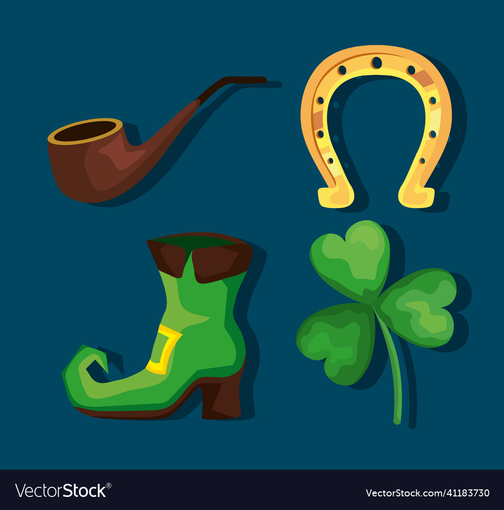 St patricks day four icons Royalty Free Vector Image