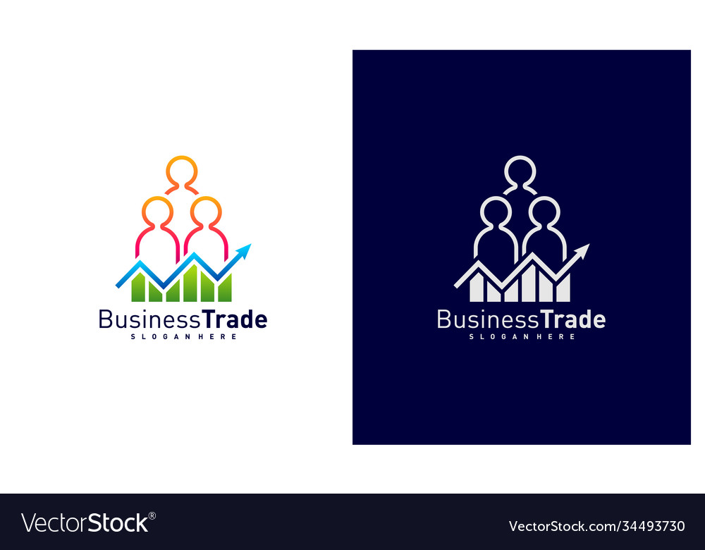 Stats People Logo Design Colorful Royalty Free Vector Image