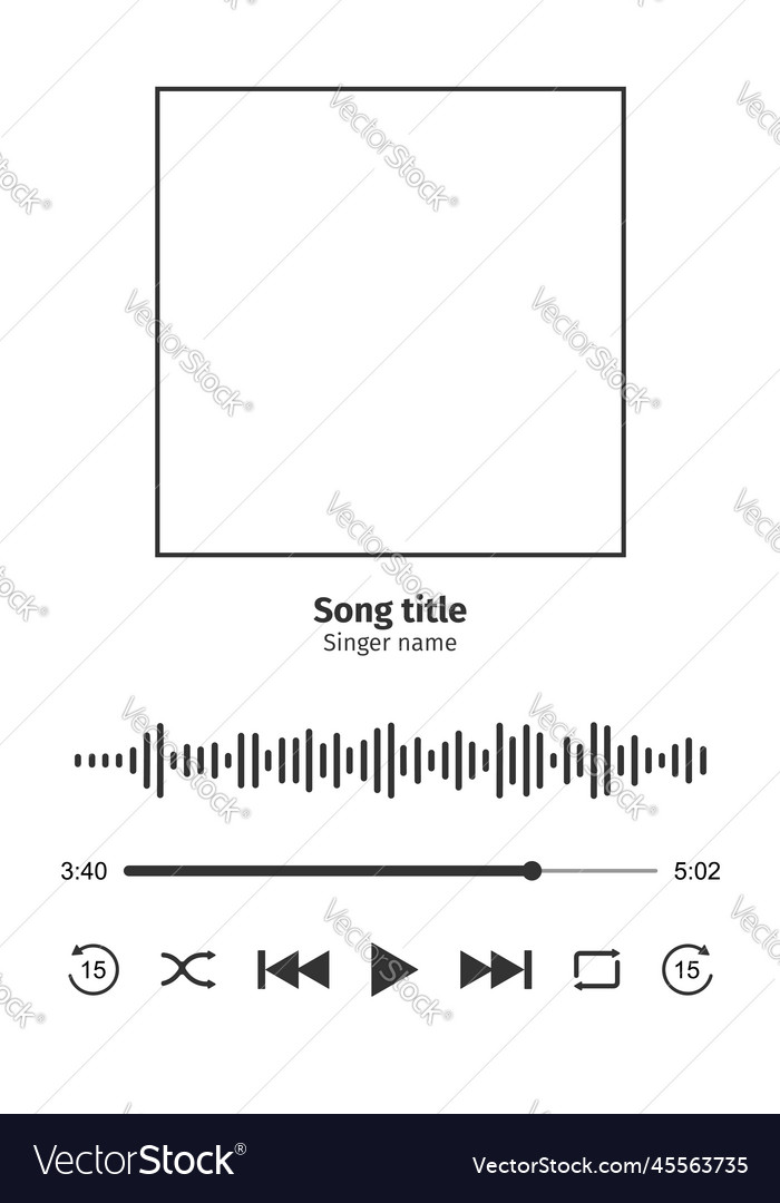 Audio player interface with frame for song cover Vector Image