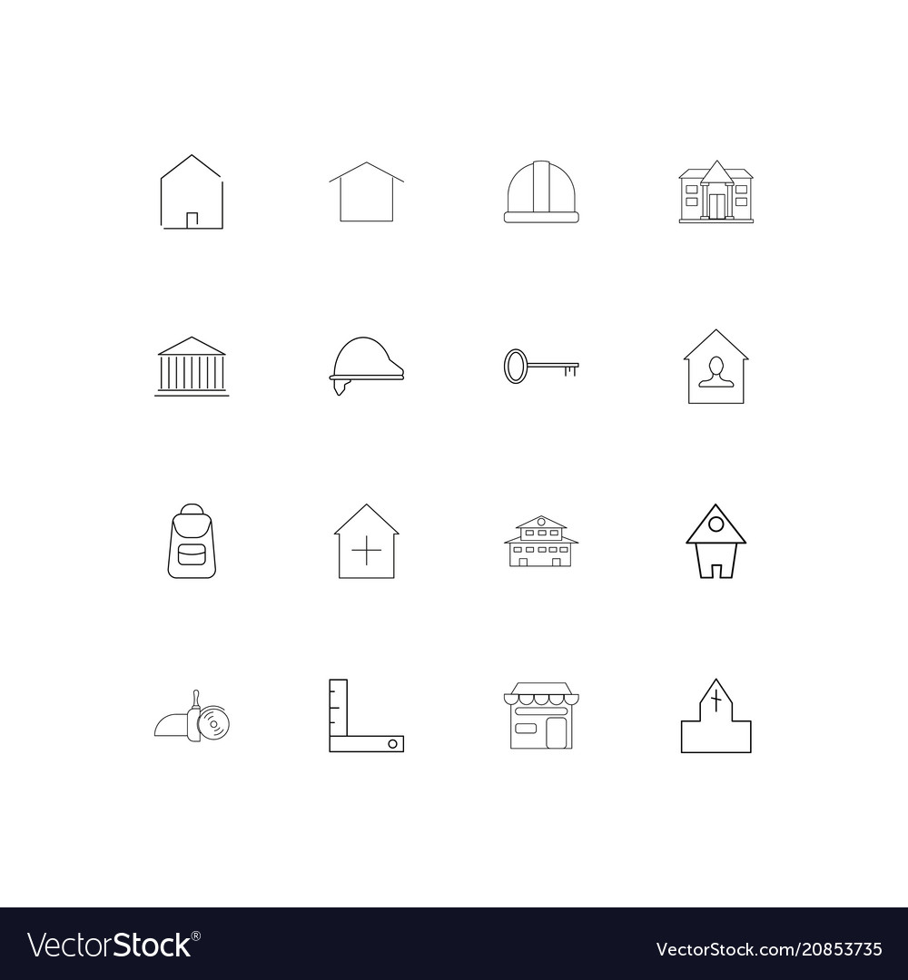 Buildings and constructions linear thin icons set