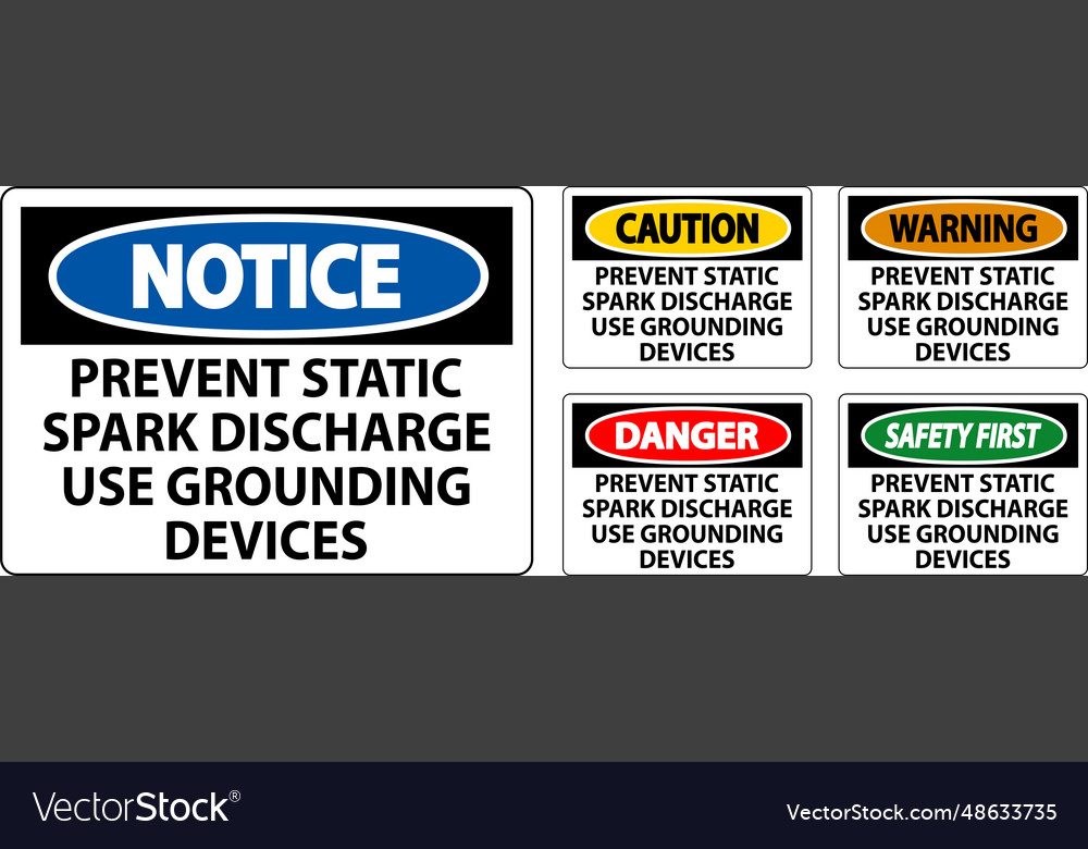 Caution sign prevent static spark discharge use Vector Image