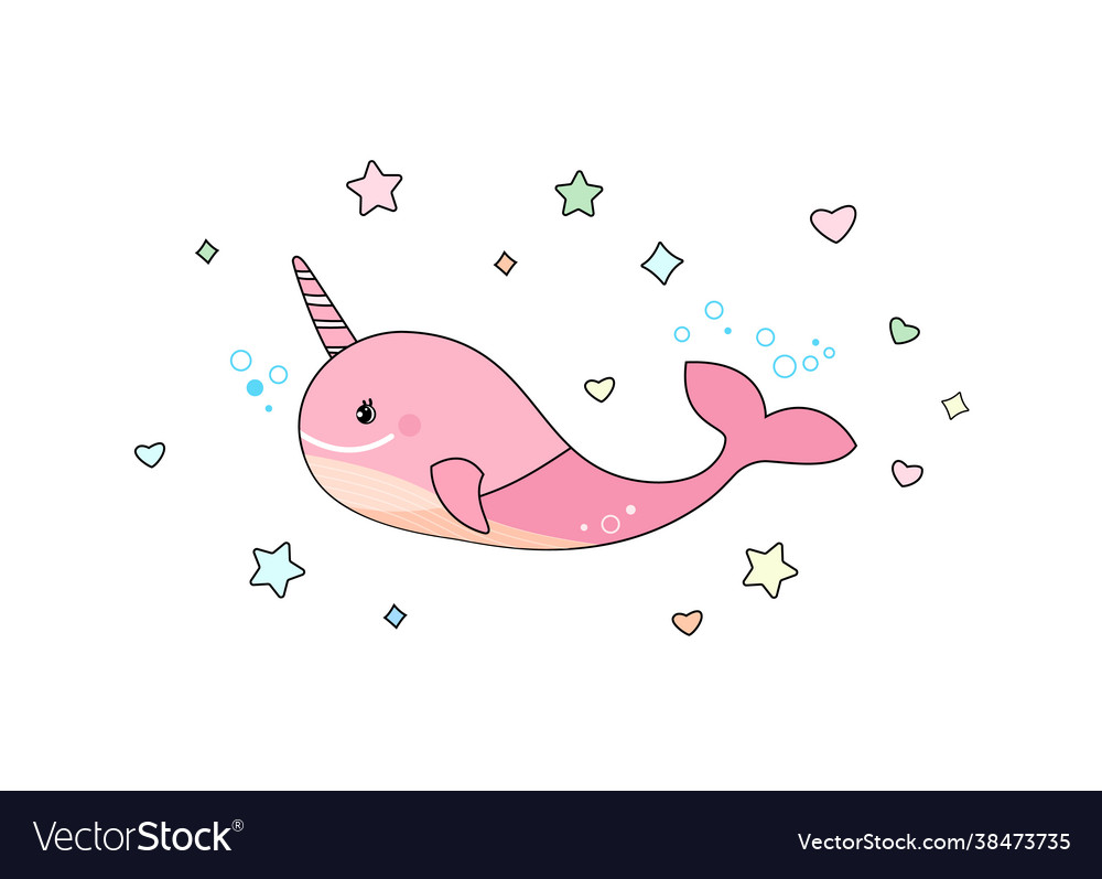 Children a pink whale Royalty Free Vector Image