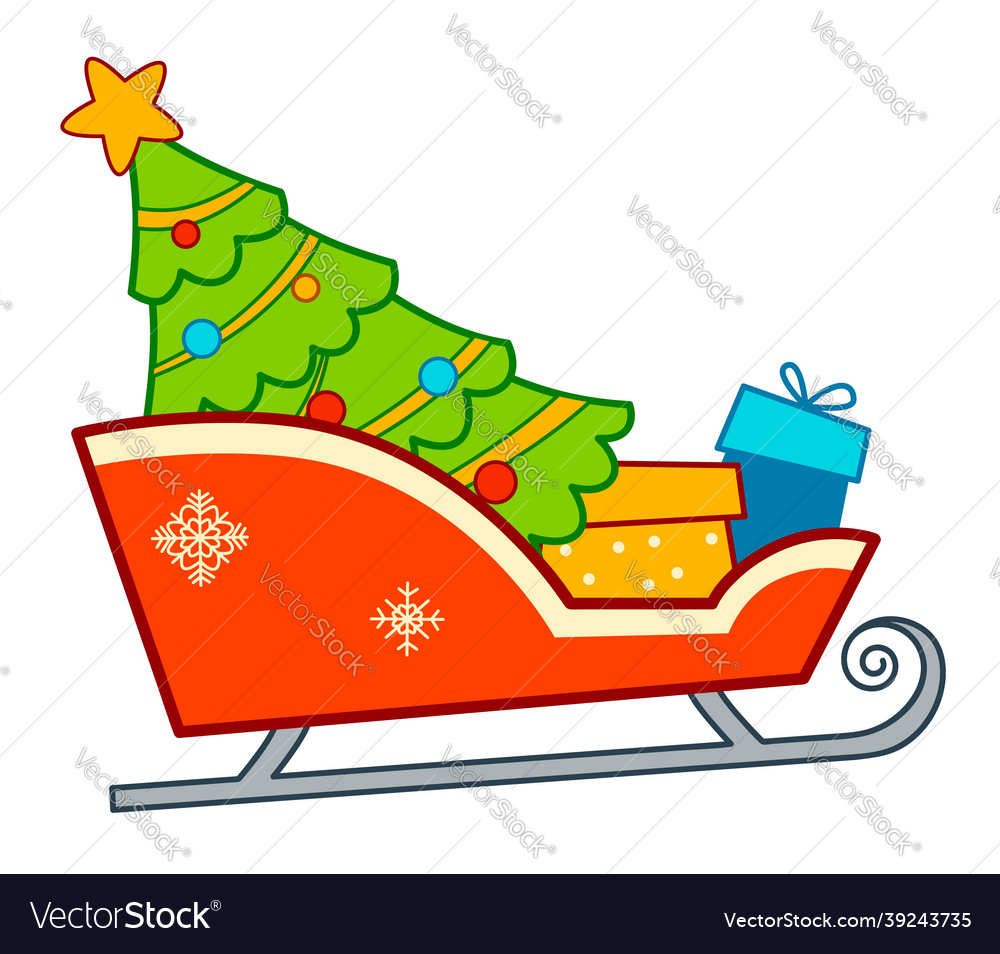 Christmas cartoons clip art sled Royalty Free Vector Image