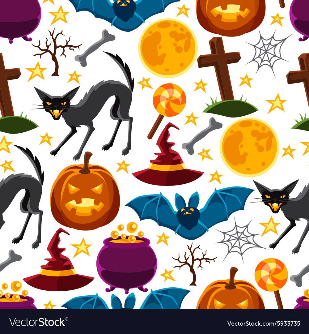 Happy halloween seamless pattern with characters