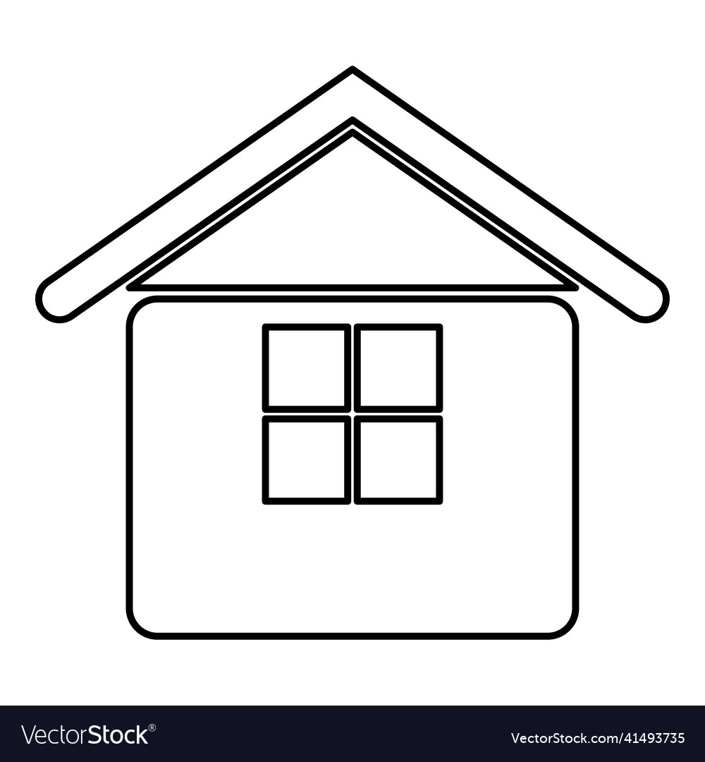 Home contour outline line icon black color image Vector Image