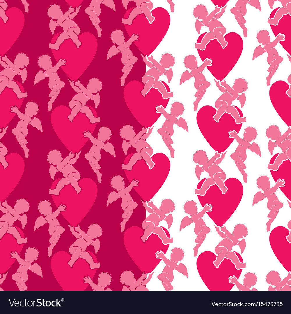 Seamless pattern with silhouettes of angel