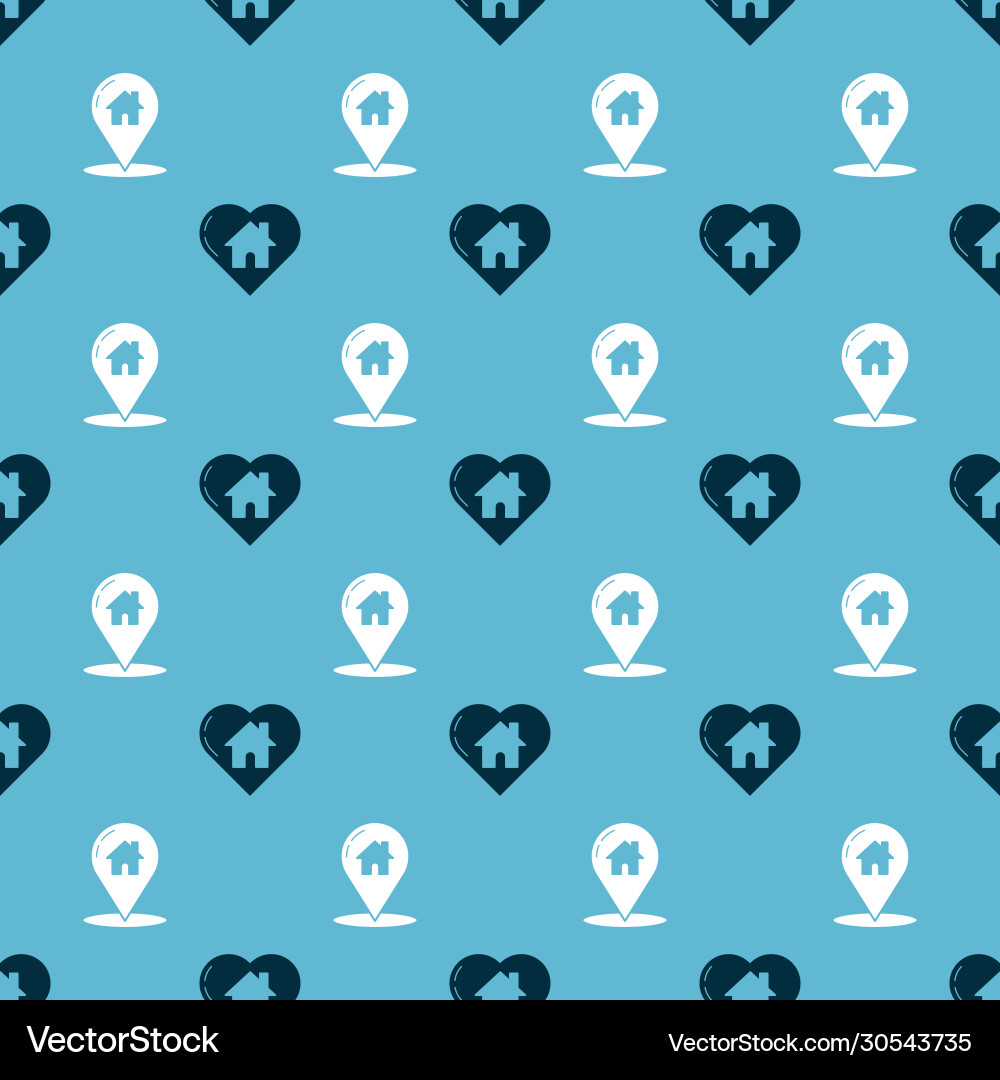 Set house with heart shape and map pointer Vector Image