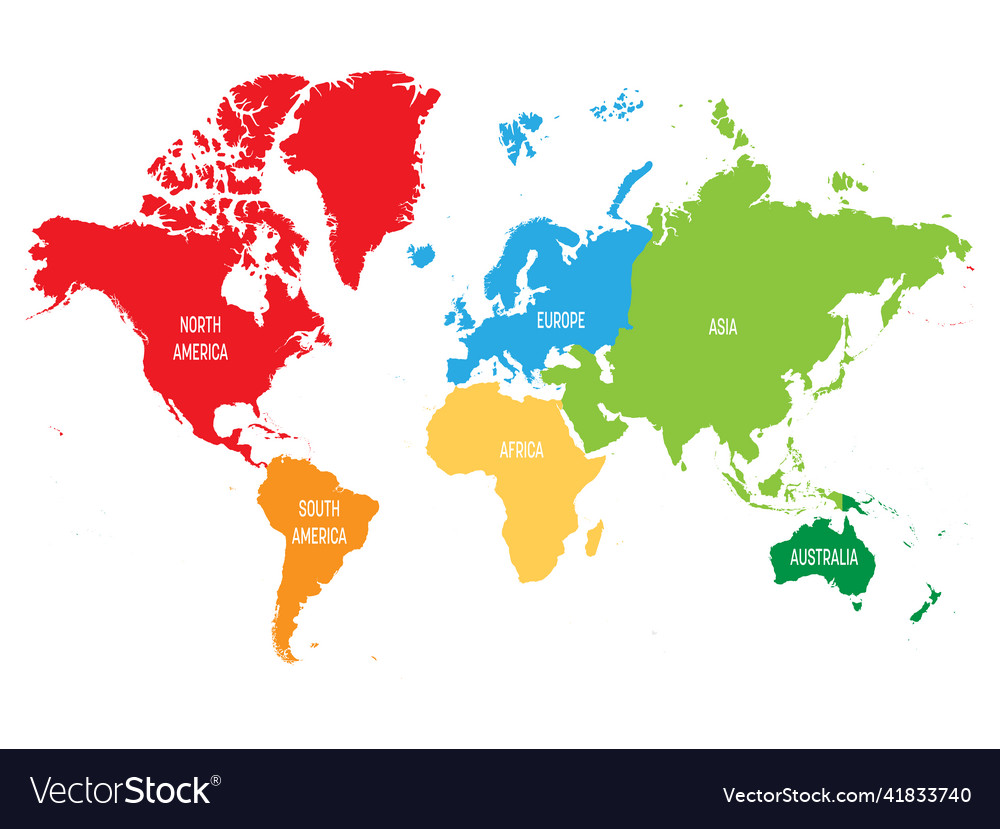 Colorful political map world continents