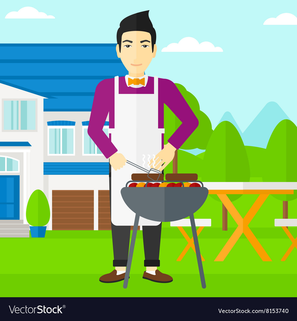 Man preparing barbecue Royalty Free Vector Image