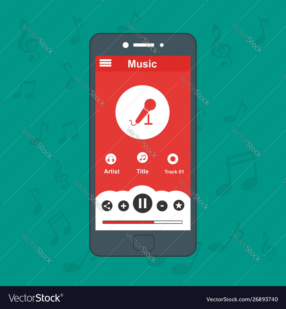 Media player application app template with flat Vector Image