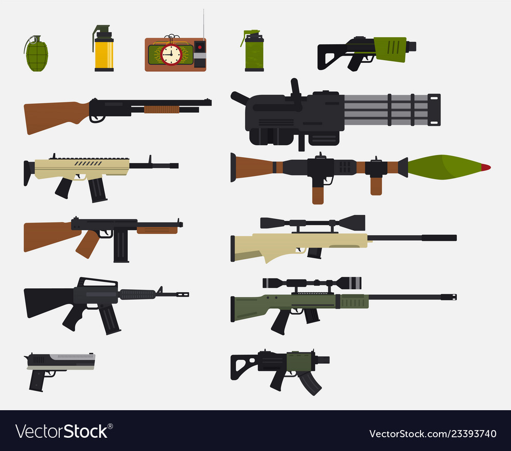 Modern battle weapons set military weapons Vector Image