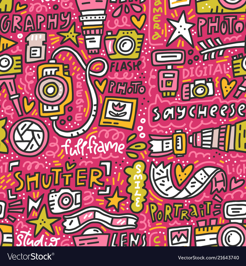 Photo doodle seamless pattern