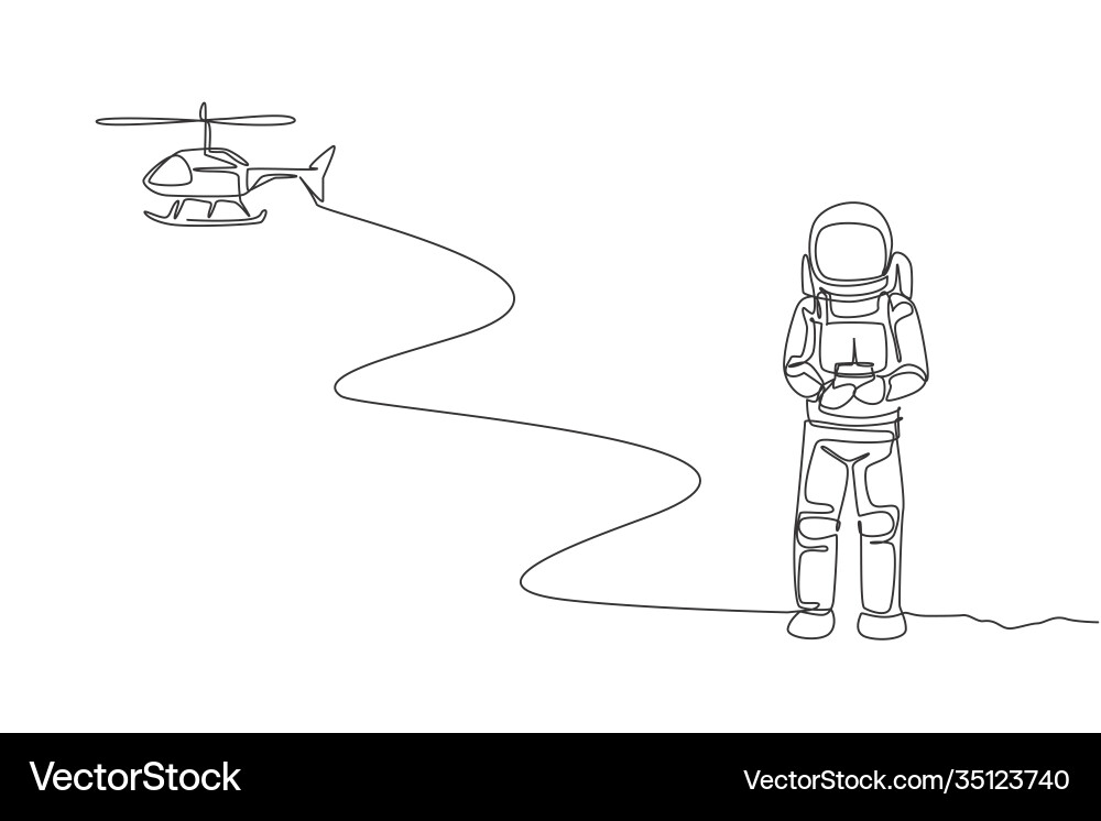 Single continuous line drawing astronaut Vector Image