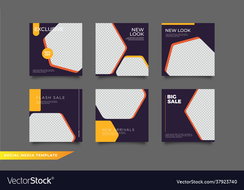 Social media post template set add post template Vector Image