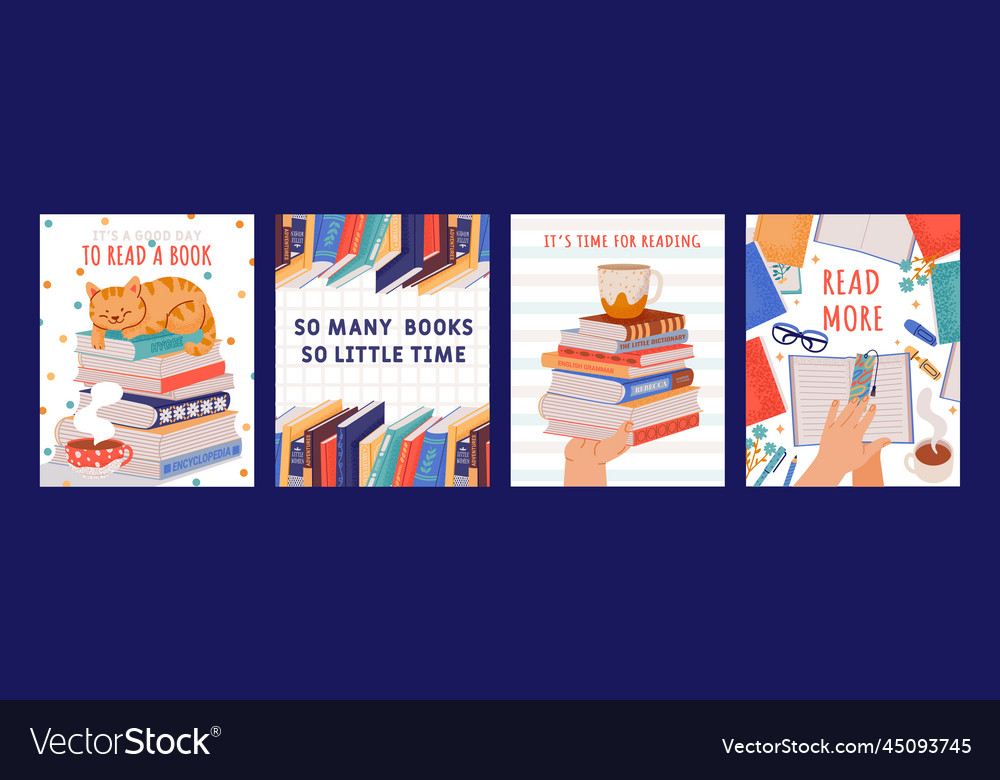 Book posters stack of literature flat cartoon Vector Image