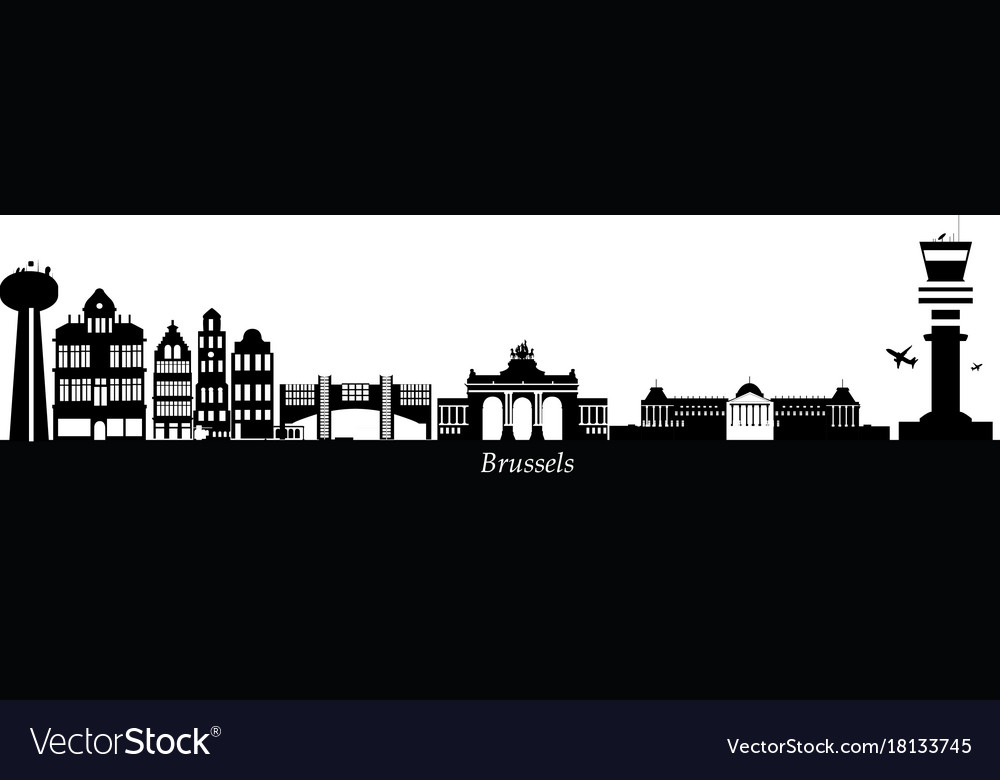 Brussels city skyline belgium Royalty Free Vector Image