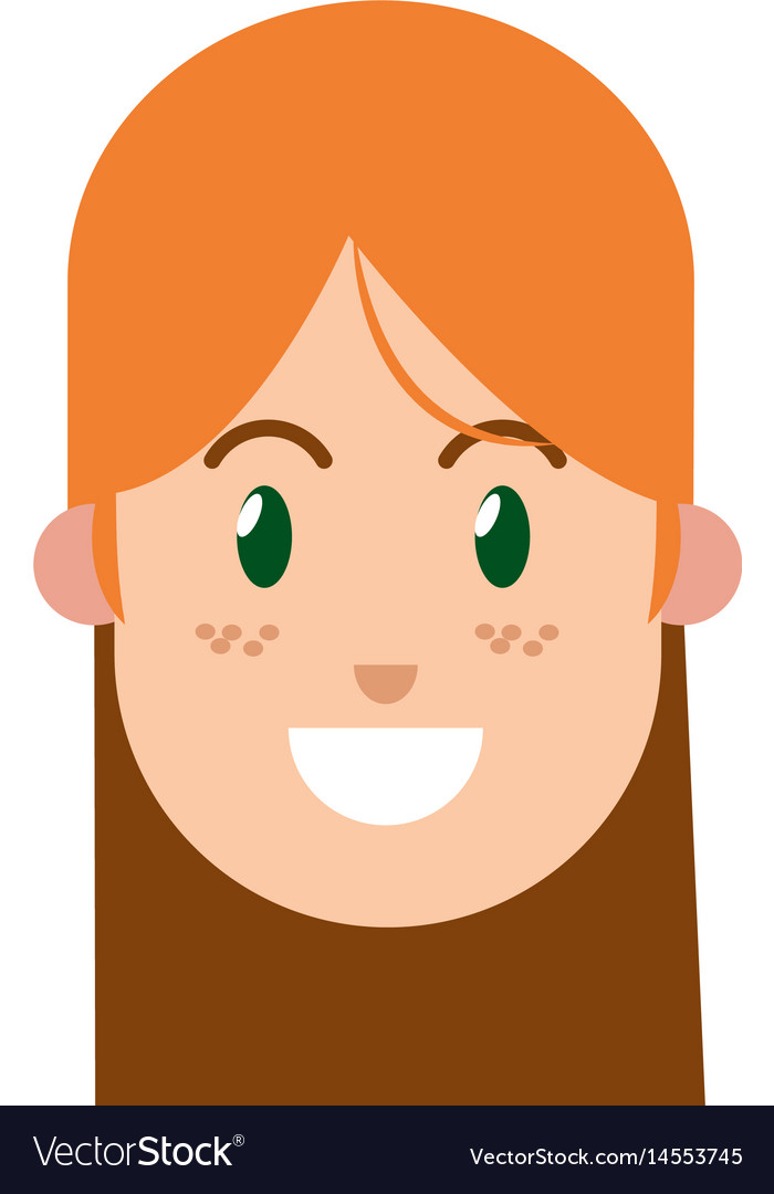 Character Woman Female Green Eye Freckles Vector Image