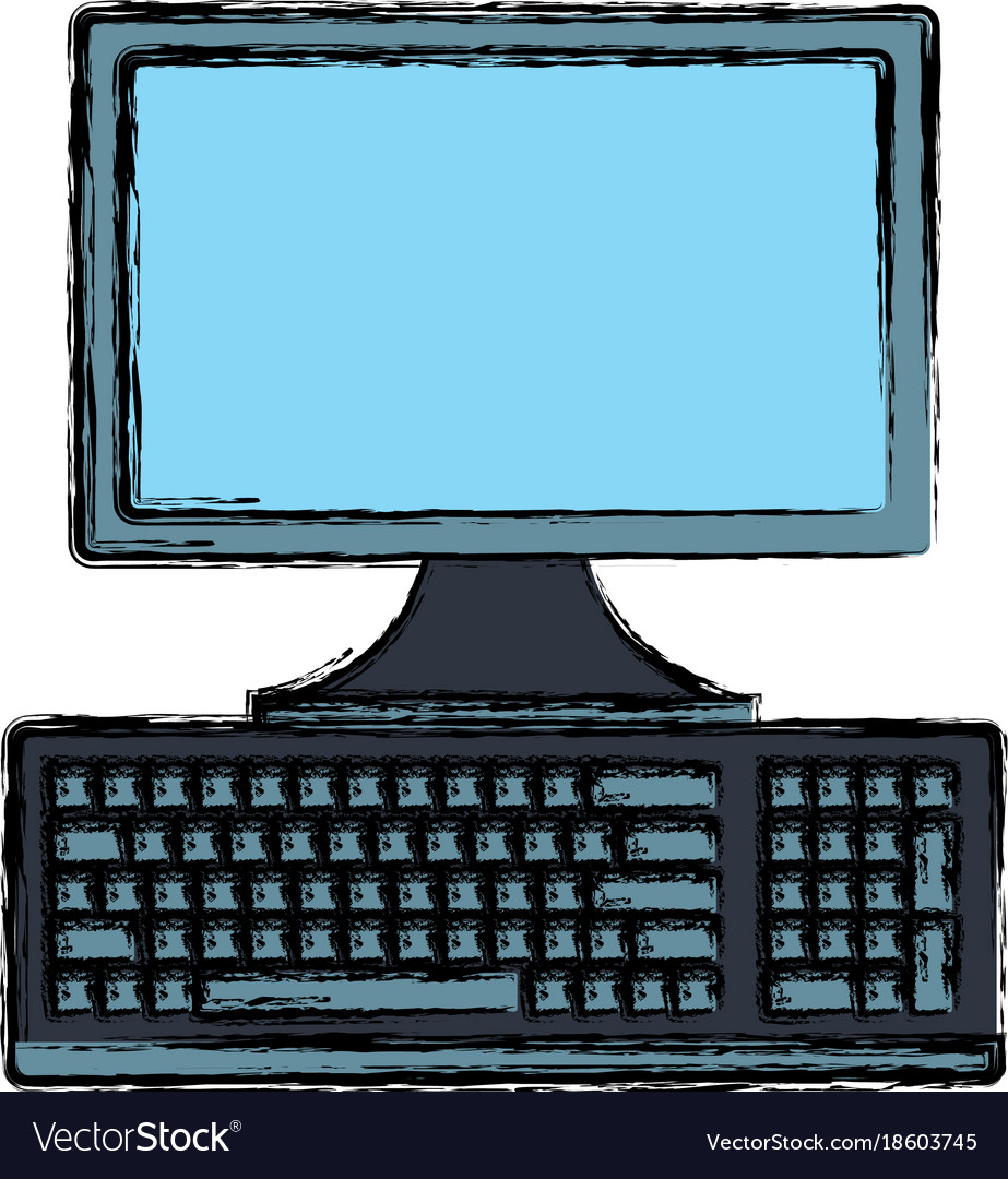 Computer with keyboard Royalty Free Vector Image